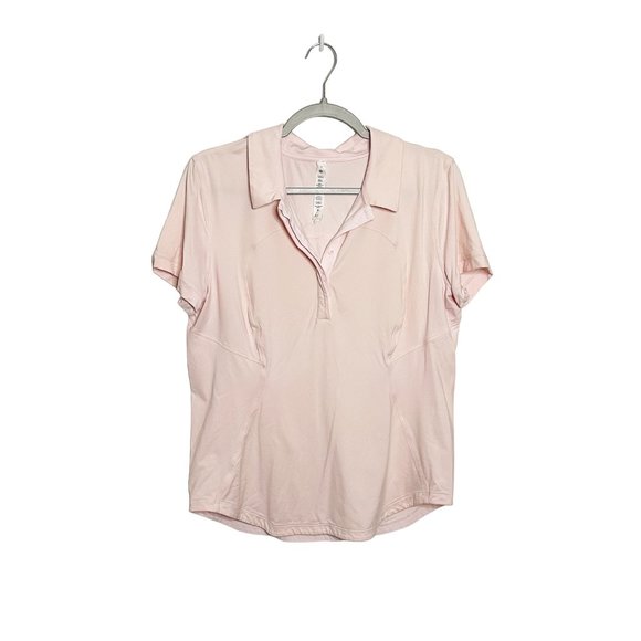 lululemon athletica Tops - Lululemon Top Quick Drying Short Sleeve Polo Shirt in Strawberry Milkshake Size